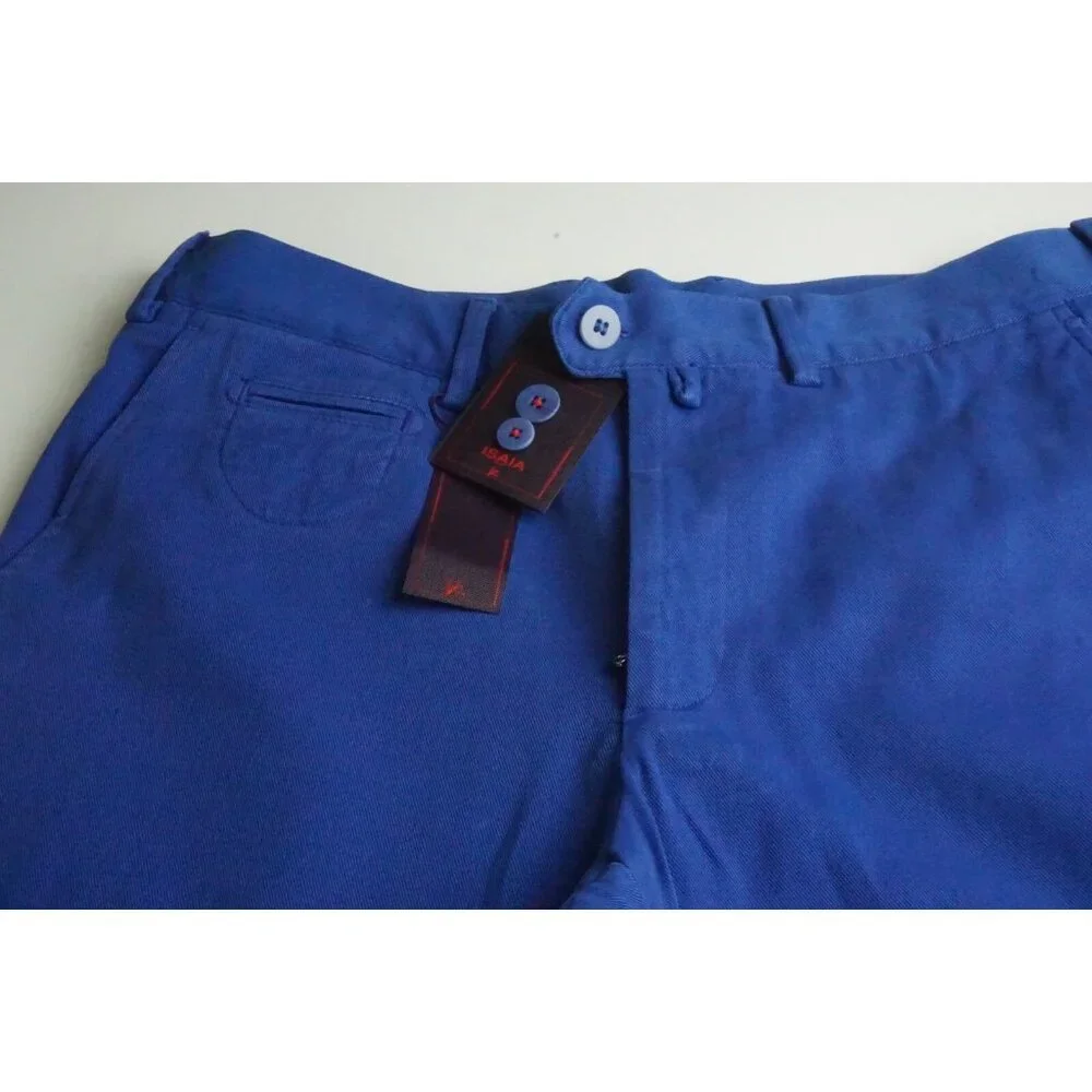 Isaia Napoli Sportivo Comfort Cotton Blend Vibrant Blue Shorts 50R BRAND NEW - Picture 2 of 6